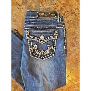 Miss Chic Usa‎ Size 7 youth Jeans New Fashion Embellished 23.5 Inseam (A1076)